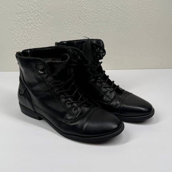 GH Bass & Co Patricia Combat Lace-Up Boots Black Faux Leather Size 9M - Picture 1 of 13
